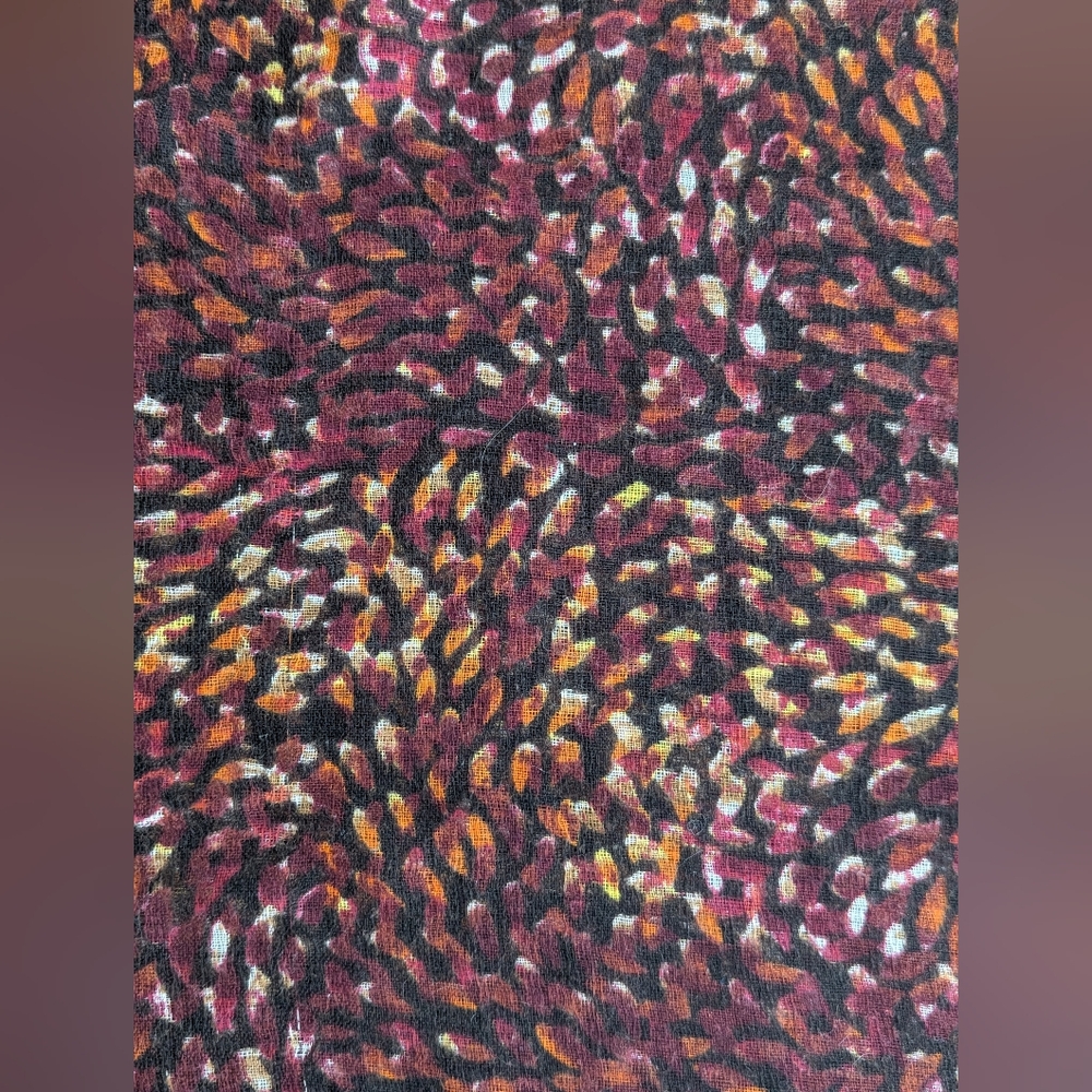 J. Jill Brown White Orange Autumn Tones Patterned Infinity Scarf GUC - Picture 2 of 4